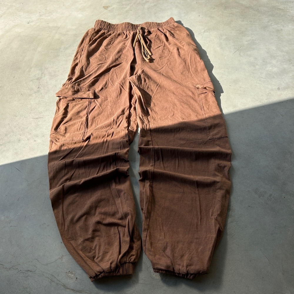 Better Be Brown Cargo Jogger Pants Women Medium Elastic Waist Baggy Utility